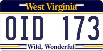 WV license plate OID173