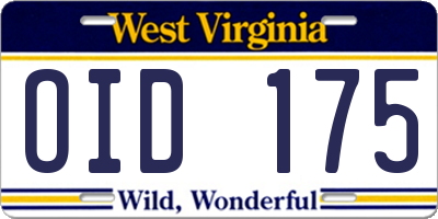 WV license plate OID175