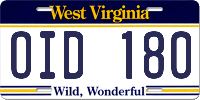 WV license plate OID180