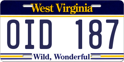 WV license plate OID187