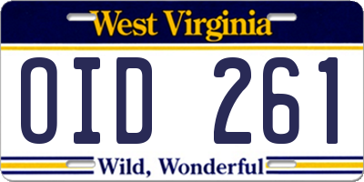 WV license plate OID261