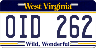 WV license plate OID262