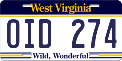 WV license plate OID274