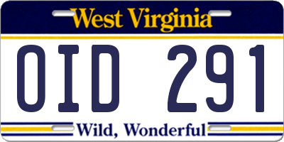 WV license plate OID291