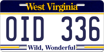 WV license plate OID336