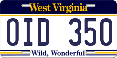 WV license plate OID350