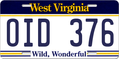 WV license plate OID376