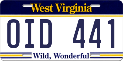 WV license plate OID441