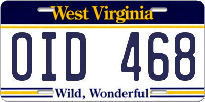 WV license plate OID468