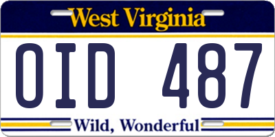 WV license plate OID487