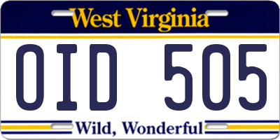 WV license plate OID505