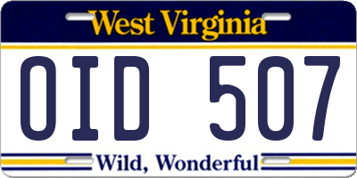 WV license plate OID507