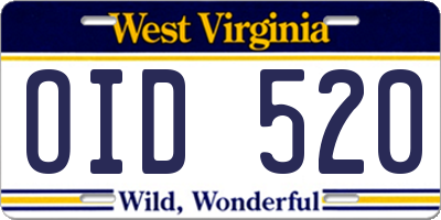 WV license plate OID520