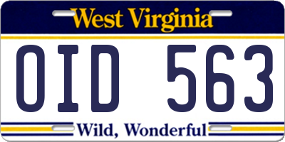 WV license plate OID563