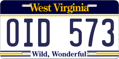 WV license plate OID573