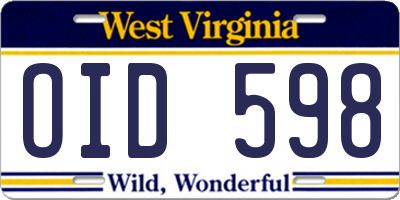 WV license plate OID598