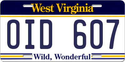 WV license plate OID607