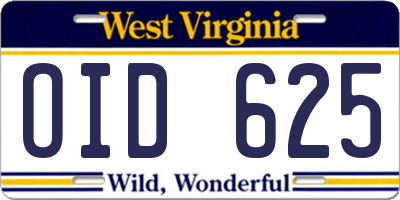 WV license plate OID625