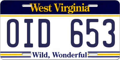 WV license plate OID653