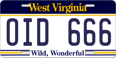 WV license plate OID666