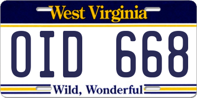 WV license plate OID668
