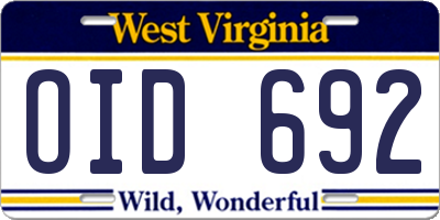 WV license plate OID692