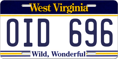 WV license plate OID696