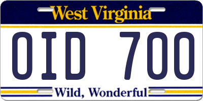 WV license plate OID700