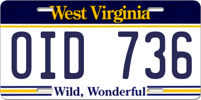 WV license plate OID736