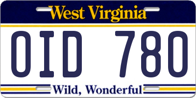 WV license plate OID780