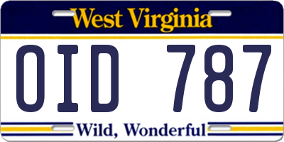 WV license plate OID787