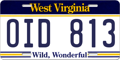 WV license plate OID813