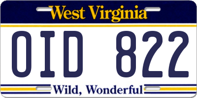 WV license plate OID822
