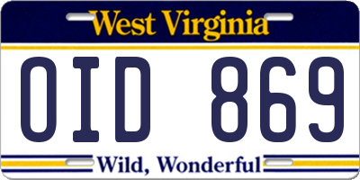WV license plate OID869