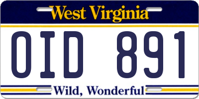WV license plate OID891