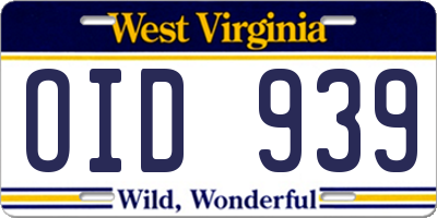 WV license plate OID939