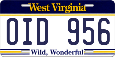 WV license plate OID956