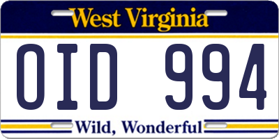 WV license plate OID994