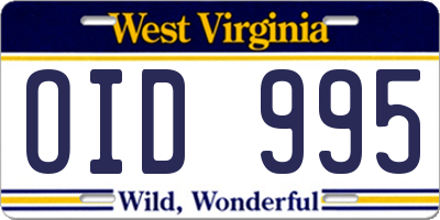 WV license plate OID995