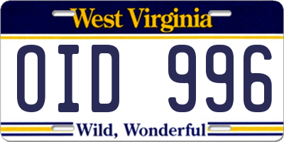 WV license plate OID996