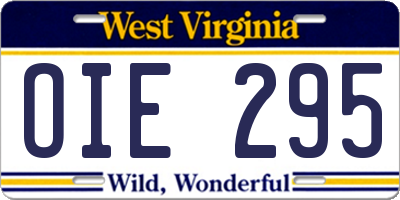 WV license plate OIE295