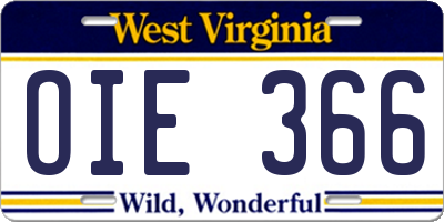 WV license plate OIE366