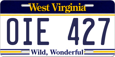 WV license plate OIE427