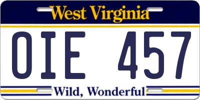 WV license plate OIE457
