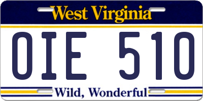 WV license plate OIE510