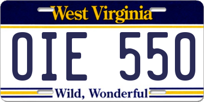 WV license plate OIE550