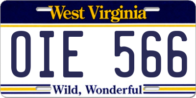 WV license plate OIE566