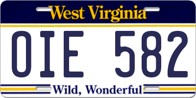 WV license plate OIE582