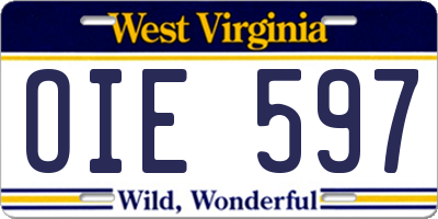 WV license plate OIE597