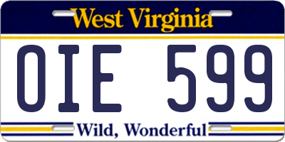 WV license plate OIE599